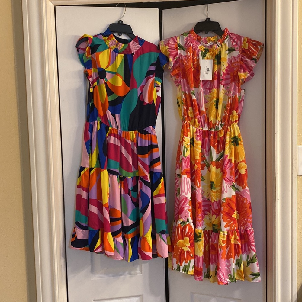 Ces Femme Colorful Floral Midi Dresses